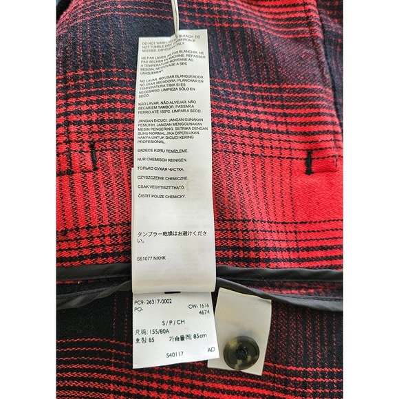 LEVI'S Women's Red & Black Plaid Wool Blend Zipper and Snap Button Jacket Sz S - Picture 16 of 16